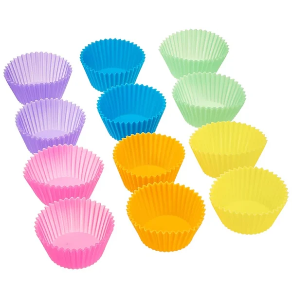 12 Pack Reusable Standard Colorful Truffle Cups Non-stick Cupcake Baking Liners Muffin Molds Silicone Baking Cups Cake Mold - Image 2