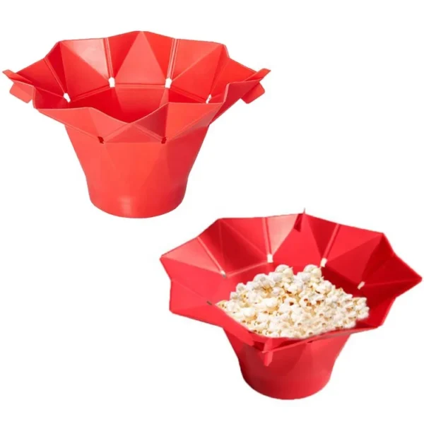 Easy to Use Popcorn Popper Maker Microwave Safe Durable Collapsible Magic DIY Soft Silicone Popcorn Popper Maker Bowl With Lid - 图片 2