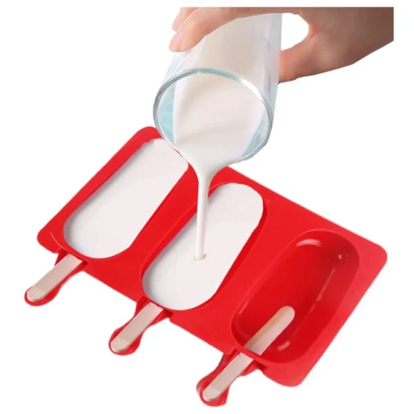 Silicone Ice Cream Molds, Reusable Popsicle Maker for Kids & Adults, DIY Ice Pop Mold Tray - Image 3