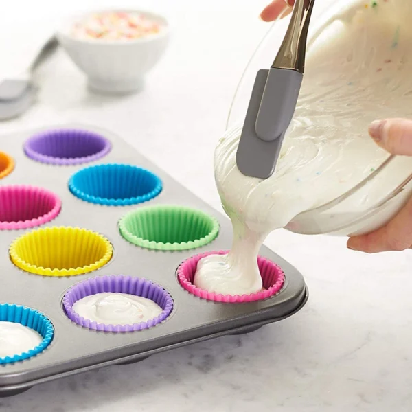 12 Pack Reusable Standard Colorful Truffle Cups Non-stick Cupcake Baking Liners Muffin Molds Silicone Baking Cups Cake Mold - Image 4