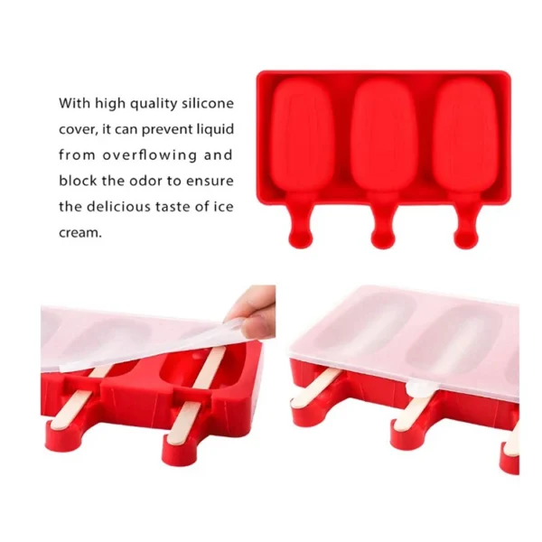 6 Cavities BPA Free Silicone Popsicle Mold Reusable Ice Pop Molds Silicone Popsicle Maker Homemade Ice Cream Mold With Sticks - Image 4