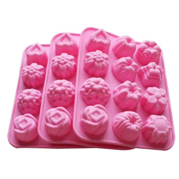 3 Pack Cake Chocolate Jelly Pudding Dessert Bake Molds Silicone Bakeware Mold With Flower Heart Shape - 图片 3