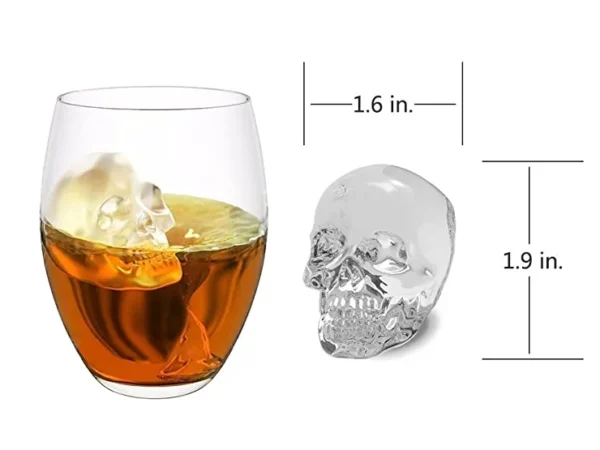 4 Cavity Skull Head Shape Silicone Ice Mold 3d Ice Cube Tray Maker BPA Free - Image 2