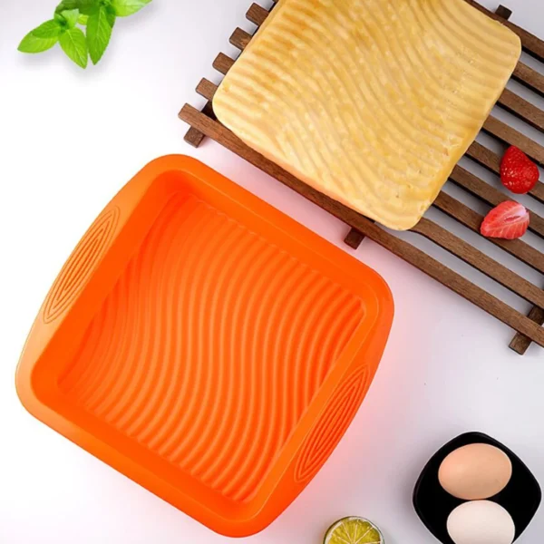 Square Silicone Cake Tray for Kitchen Cake Mould Non-Stick Heat-resistant Wavy Bottom Baking Tool Cake Pan