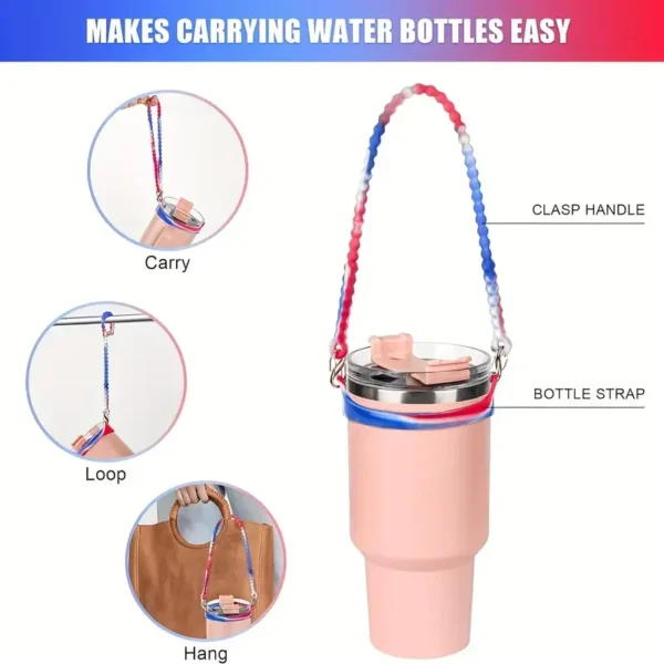 2025 New Silicone Water Bottle Handle Sling Lanyard for Stanley Cup Water Bottle Carrier Holder With Strap Sleeve Bag Tumbler - Image 4