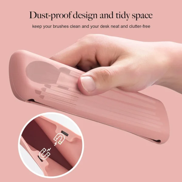 Travel Essentials Makeup Brush Holder Portable Silicone Cosmetic Bag Soft WaterProof Small Makeup Brush Pouch Make up Organizer - 图片 3