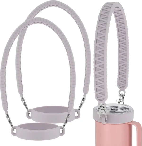 Water Bottle Handle Strap With Metal Clasp Silicone Tumbler Lanyard Sling Attachment Handle Carrier Ring Cup Accessories