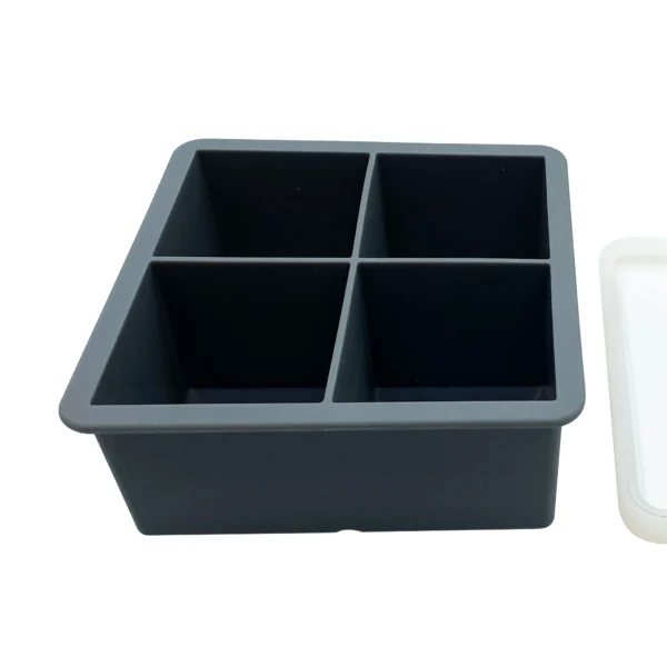 Factory Sale 4 Cavity Silicone Ice Mold With Lid Ice Cube Maker Customized