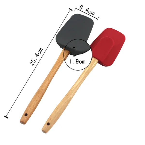 3-Piece Premium Silicone Spatula Set With Wooden Handle Non-stick Heat-resistant Cake Turners - 图片 2