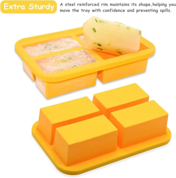 Silicone Freezer Tray Soup Mold Ice Cubes 4 Pack Food Freezing Container For Storing and Freezing Soup Sauce Ice Keep Fresh - 图片 3