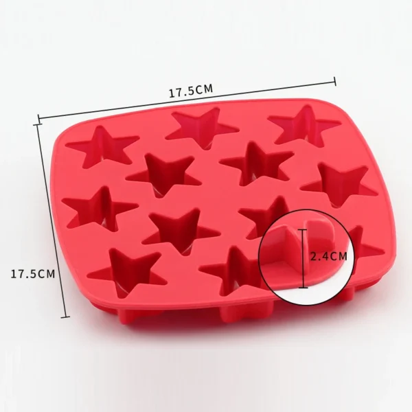 Food Grade  BPA Free Cute Ice Mold Stars Shaped Mold Ice Cubes Round Silicone Mold - Image 5