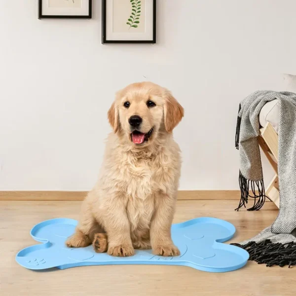 Bone Shape Dog Mat Anti-Slip Silicone Dog Bowl Mat Waterproof Cat Feeder Pad Puppy Feeding Mats Customized Pet Placemat - 图片 2