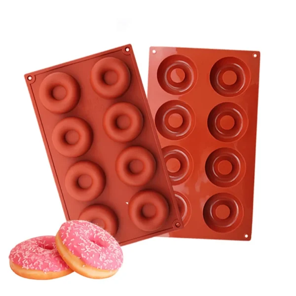 Silicone Donut Mold Food Grade Silicone Doughnut Baking Pan Non-Stick BPA Free 8 Cavity Donuts Cake Bagels Biscuit