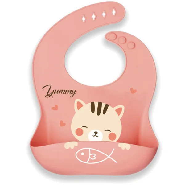 Silicone Baby Bibs Soft Adjustable BPA Free Waterproof Bibs Feeding Essentials Baby Gifts Logo & Color Customized - Image 4