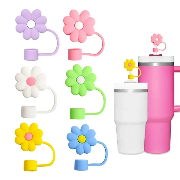 Flower Shape Straw Topper Covers Cap Dust-Proof Straw Caps BPA Free Color Customized Eco Friendly Suitable for 40oz Tumbler