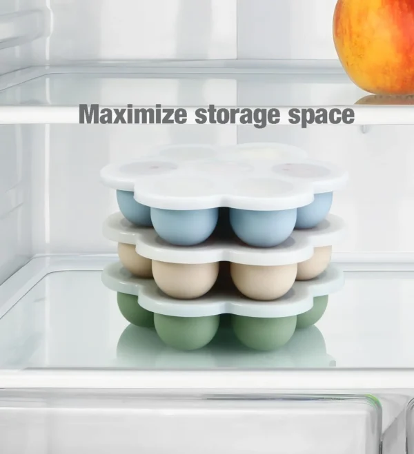 Baby Food Freezer Tray Silicone Baby Fruit Food Feeder Teethe Tray Storage Container Ice Cube Tray with Lids - 图片 3