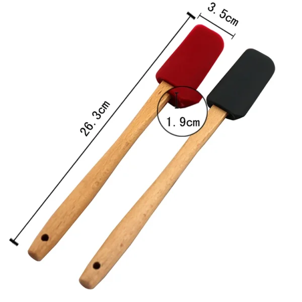 3-Piece Premium Silicone Spatula Set With Wooden Handle Non-stick Heat-resistant Cake Turners - 图片 3