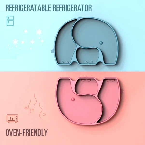 Heat-Resistant Animal Shaped Baby Suction Plate Elephant Shaped Silicone Bowls Food Grade Safe Odorless Material BPA Free - 图片 6